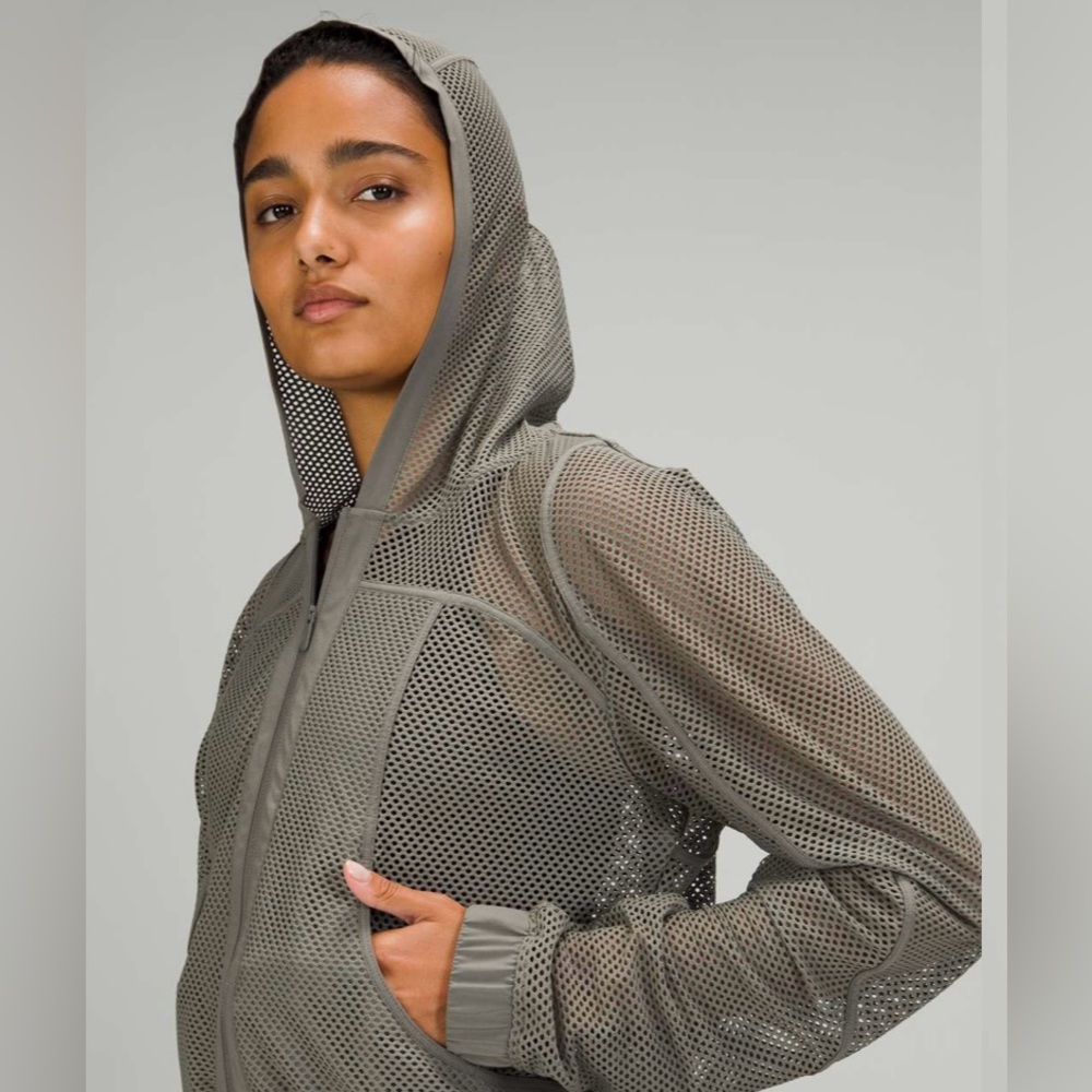 Lululemon Relaxed Fit Mesh Jacket, Grey Sage, women’s 10